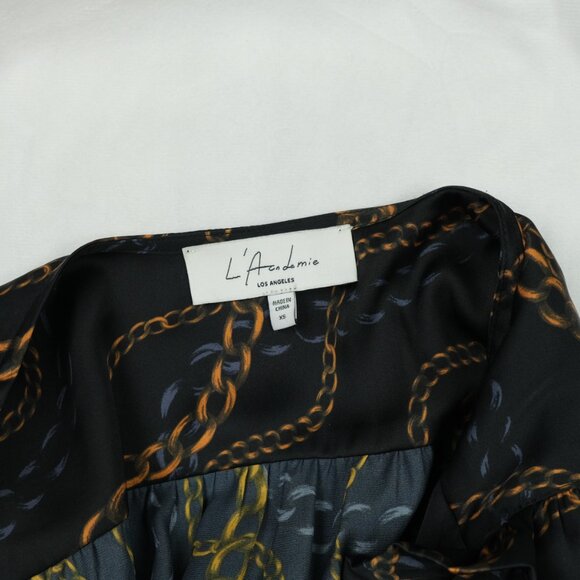 L'Academie Joyce Mini Dress Chain Print Black Size XS  Fashionable Party Look - Picture 10 of 12